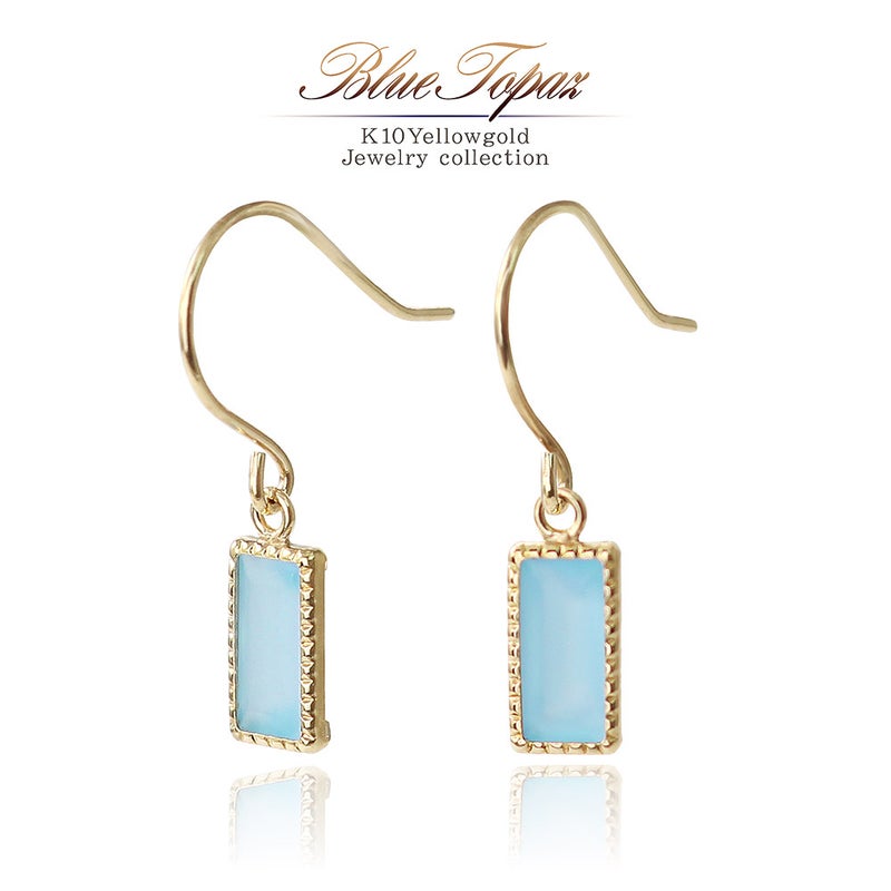 K10YG ブルートパーズ フックピアス 11月の誕生石_01