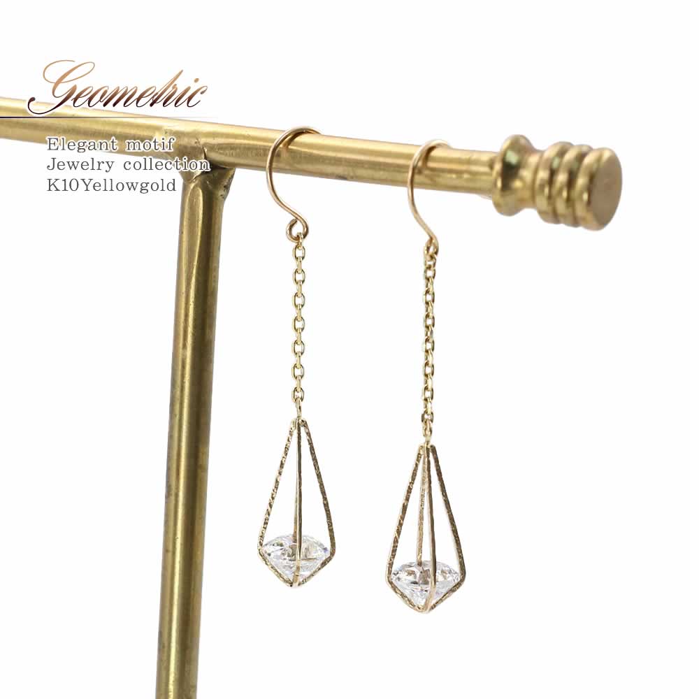 K10YG スーパーキュービックジルコニア ピアス_01