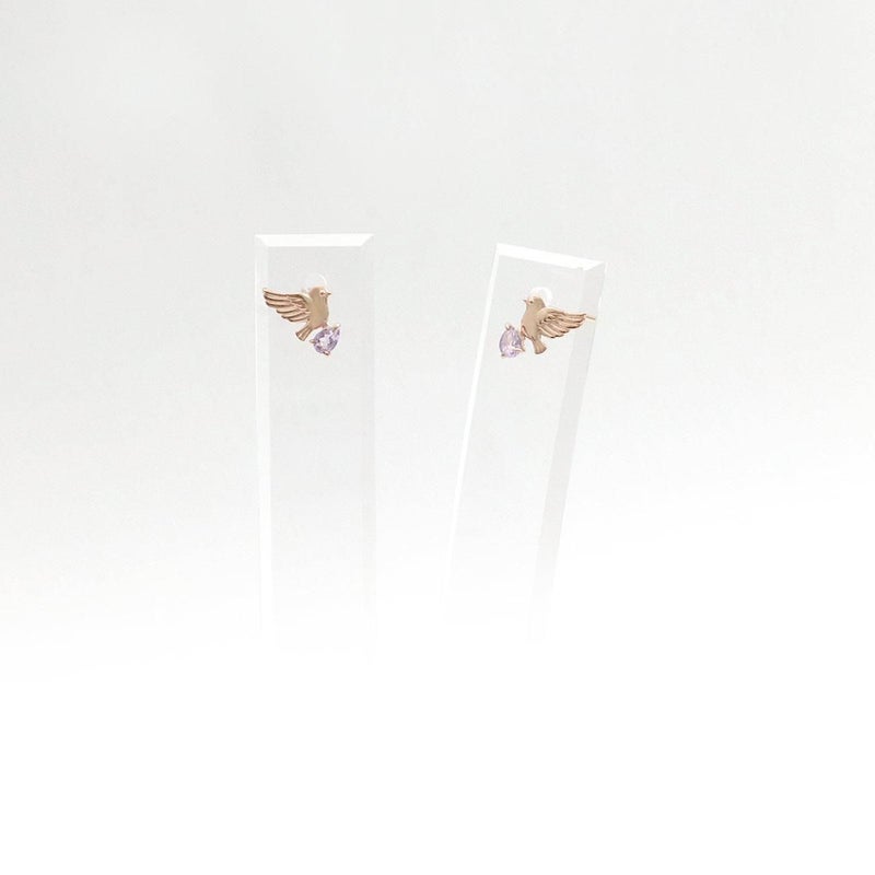 K10PG 小鳥モチーフ ライトアメジストピアス_09