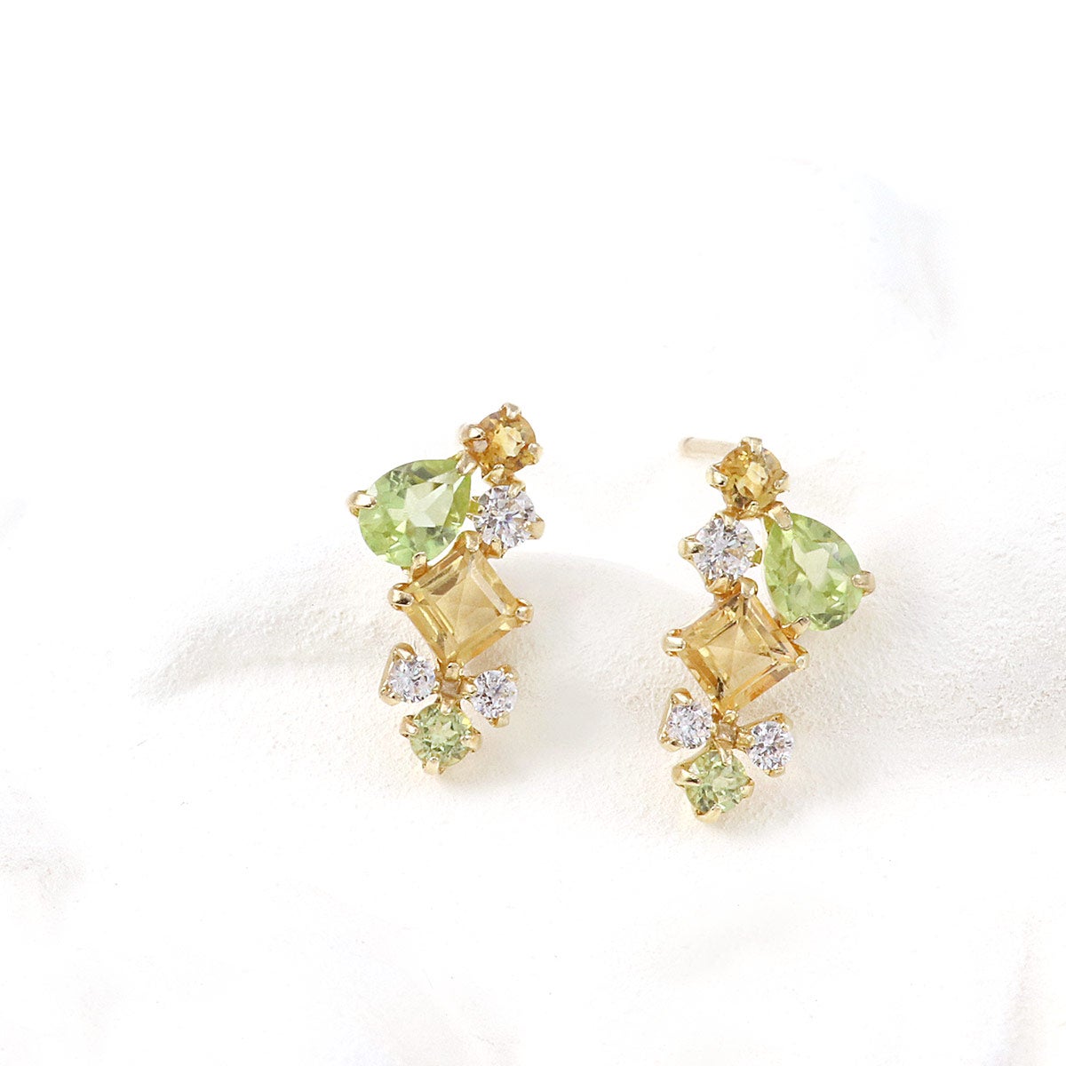 K10YG ペリドット＆シトリン＆ジルコニア ピアス 11月の誕生石_02