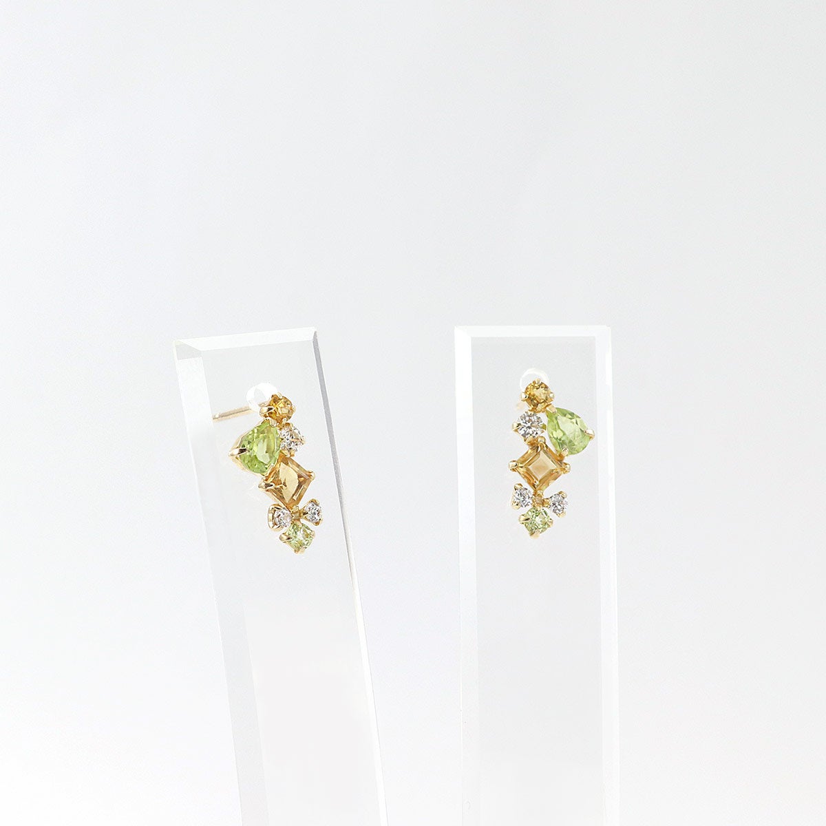 K10YG ペリドット＆シトリン＆ジルコニア ピアス 11月の誕生石_03