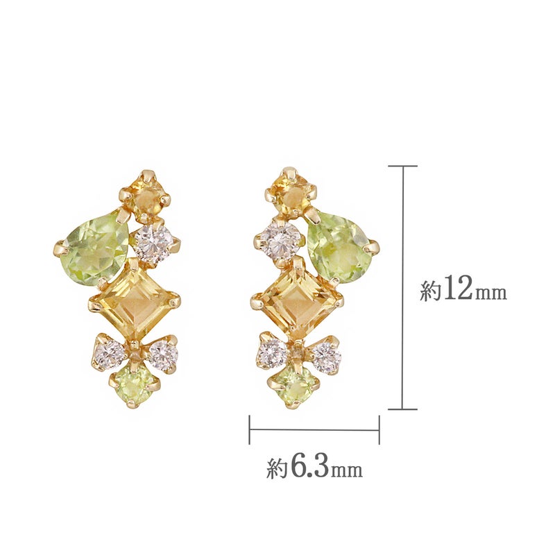 K10YG ペリドット＆シトリン＆ジルコニア ピアス 11月の誕生石_04