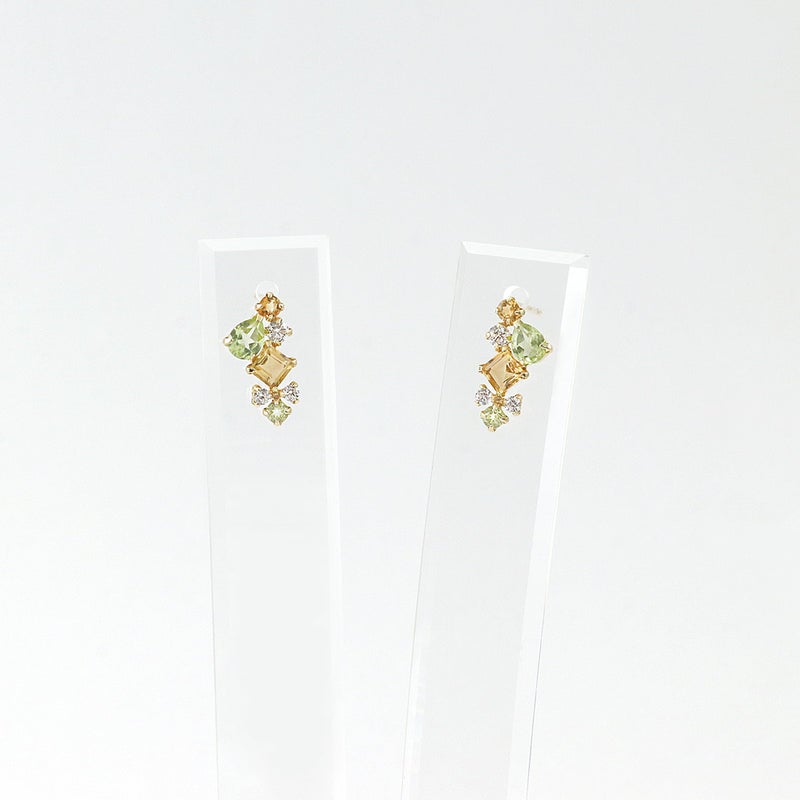 K10YG ペリドット＆シトリン＆ジルコニア ピアス 11月の誕生石_09