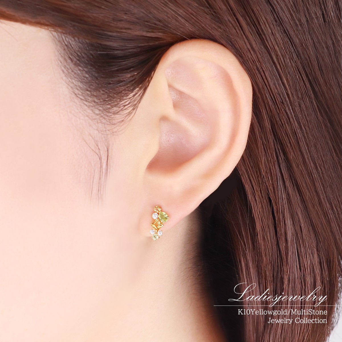 K10YG ペリドット＆シトリン＆ジルコニア ピアス 11月の誕生石_10