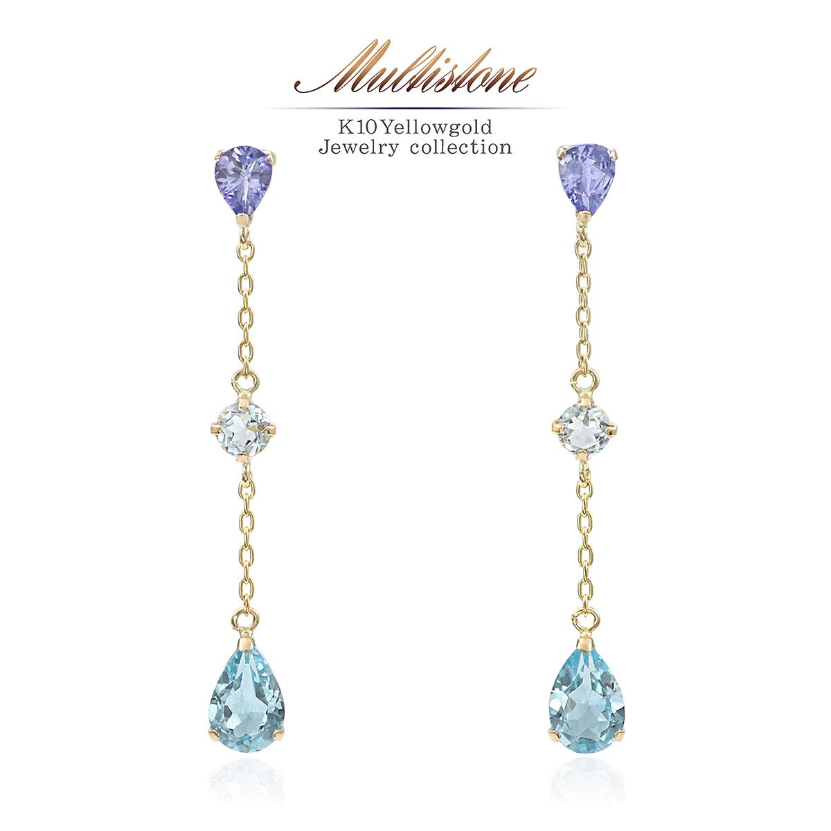 K10YG タンザナイト＆アクアマリン＆ブルートパーズ ピアス_01