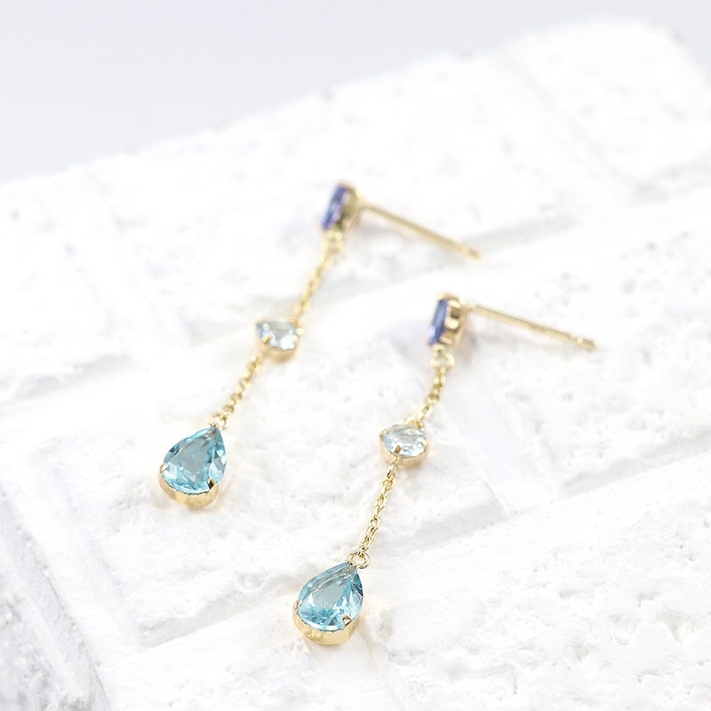 K10YG タンザナイト＆アクアマリン＆ブルートパーズ ピアス_02
