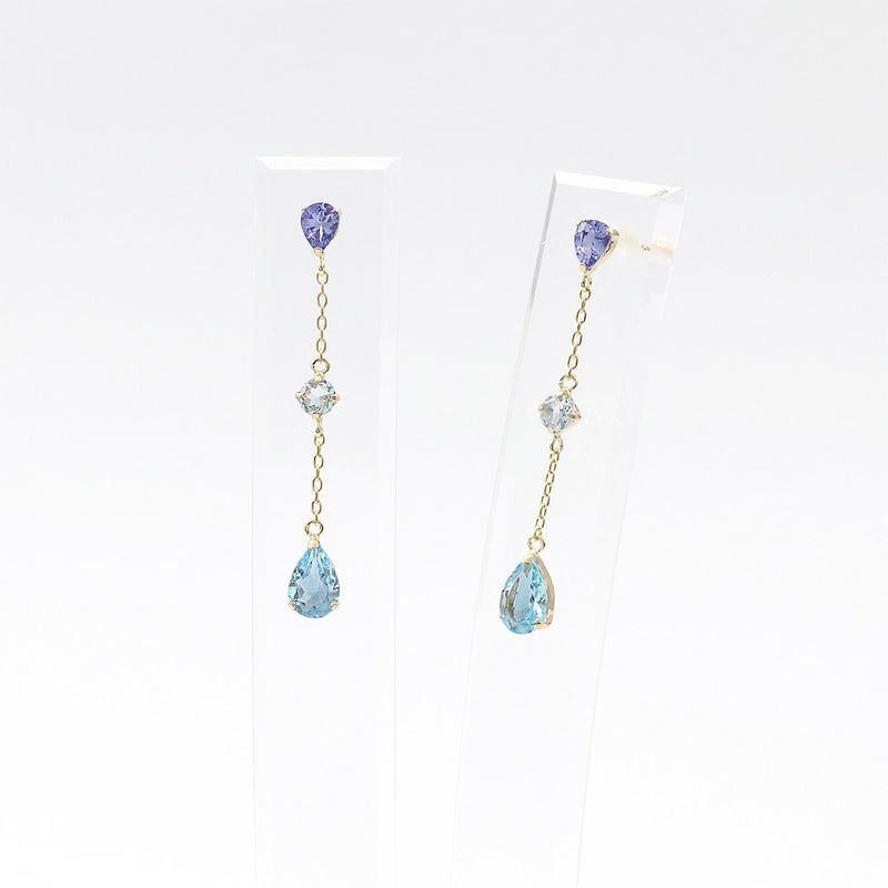 K10YG タンザナイト＆アクアマリン＆ブルートパーズ ピアス_09