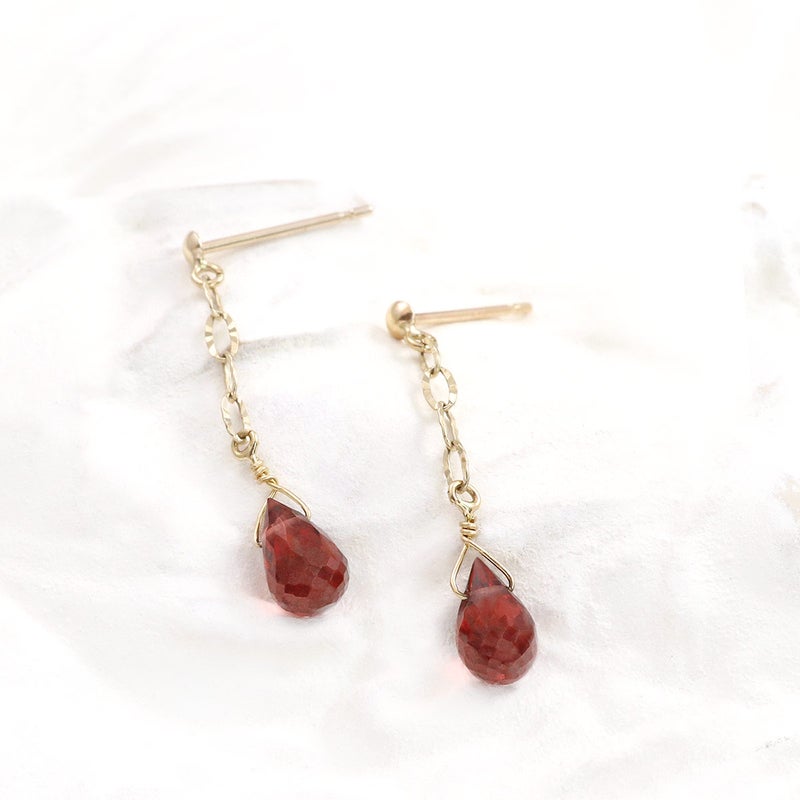 K10YG ガーネット ティアドロップ ピアス_02