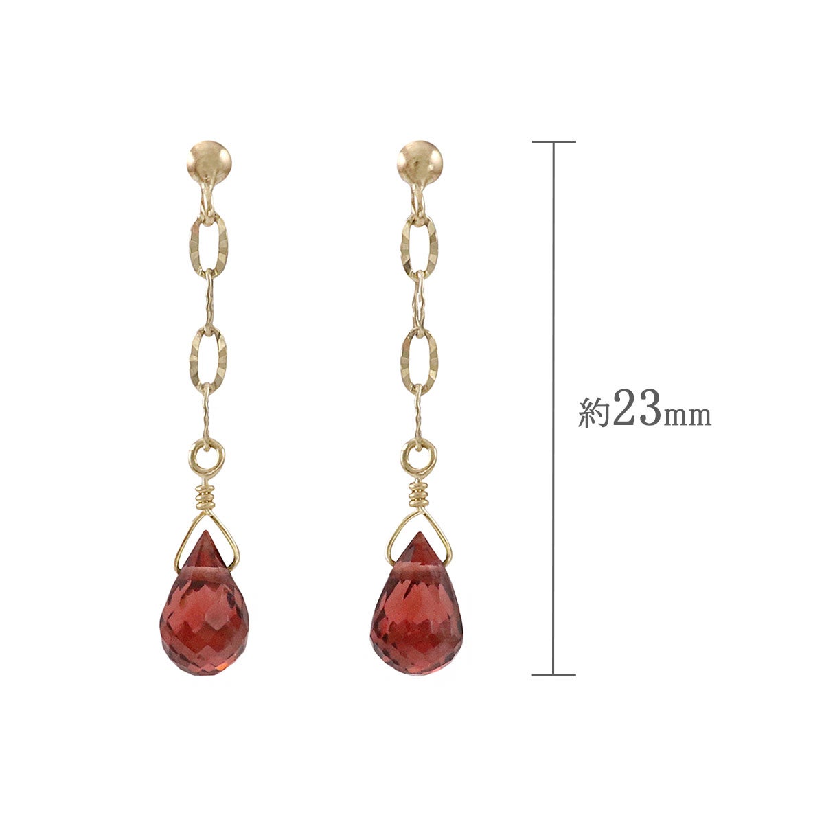 K10YG ガーネット ティアドロップ ピアス_04