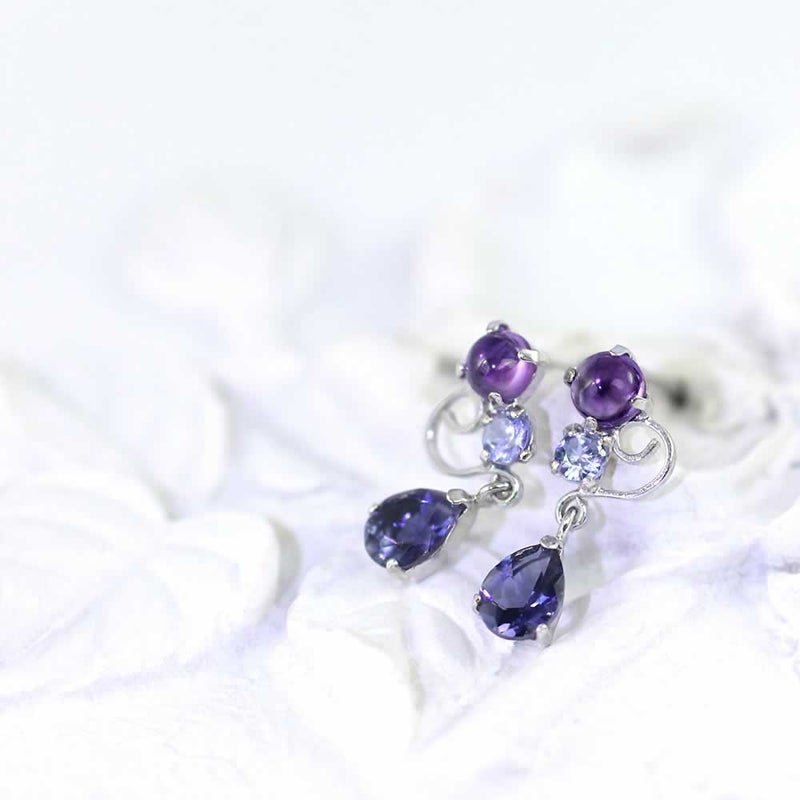 K10WG アメジスト&タンザナイト&アイオライト ピアス_02
