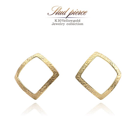 K10YG 菱形モチーフ ピアス_01