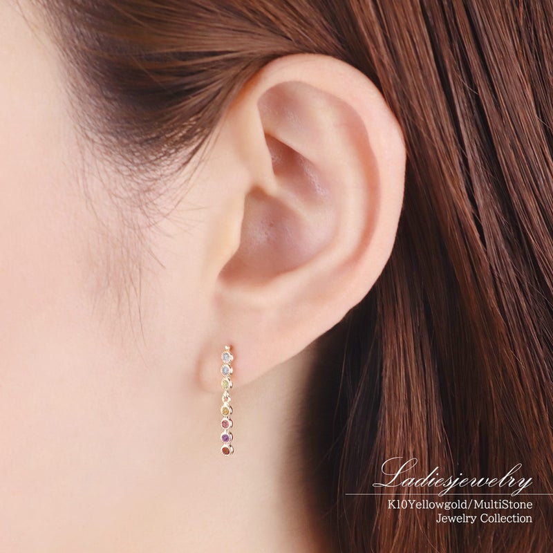 K10YG マルチストーン アミュレットピアス_10