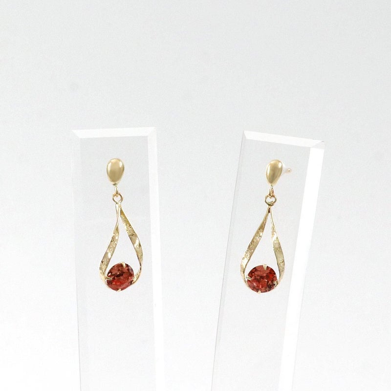 K10YG 雫モチーフ ガーネットピアス_03