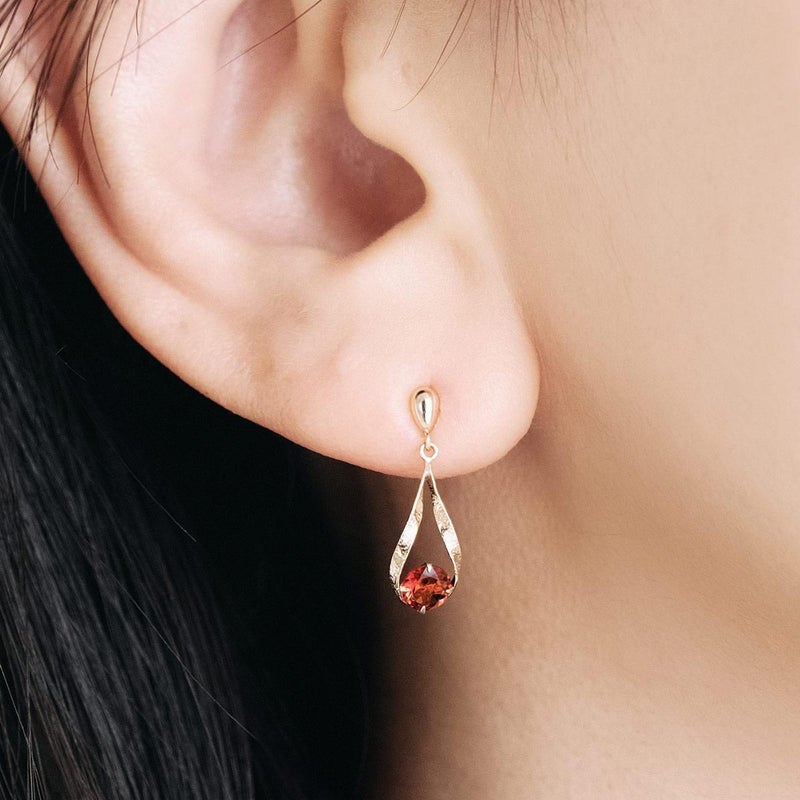 K10YG 雫モチーフ ガーネットピアス_04