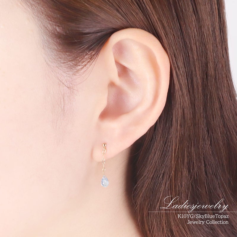 K10YG スカイブルートパーズ ティアドロップ ピアス_10