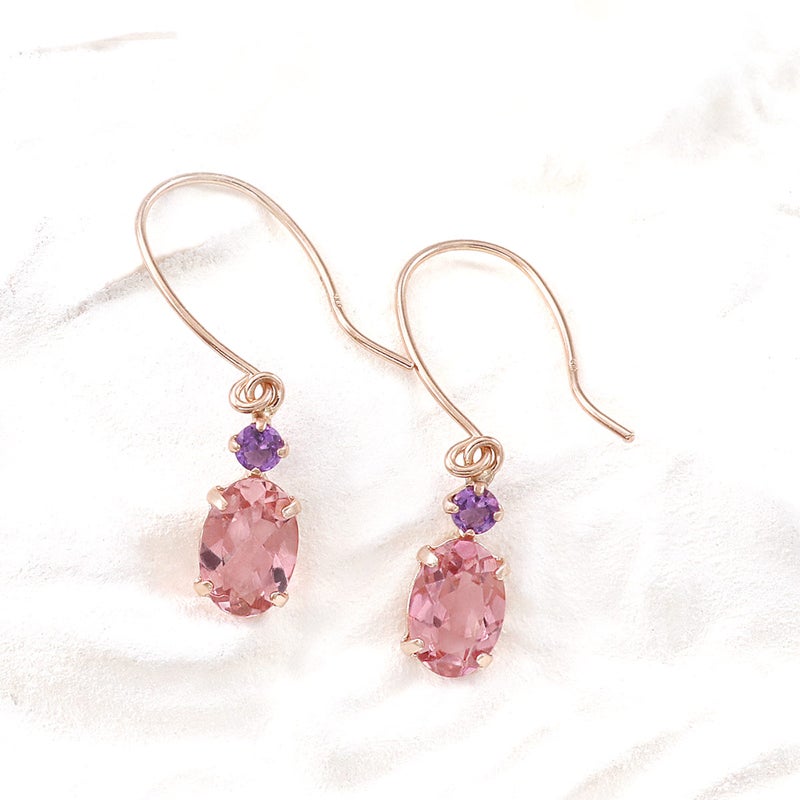 K10PG ピンクトルマリン＆アメジスト フックピアス 10月 誕生石_02