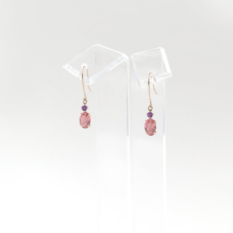 K10PG ピンクトルマリン＆アメジスト フックピアス 10月 誕生石_09