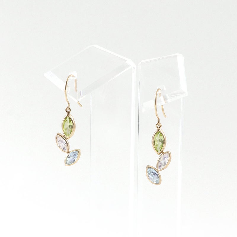 K10YG ペリドット＆ブルームーンストーン＆スカイブルートパーズ フックピアス_03