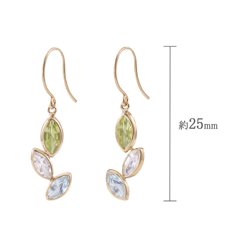 K10YG ペリドット＆ブルームーンストーン＆スカイブルートパーズ フックピアス_04