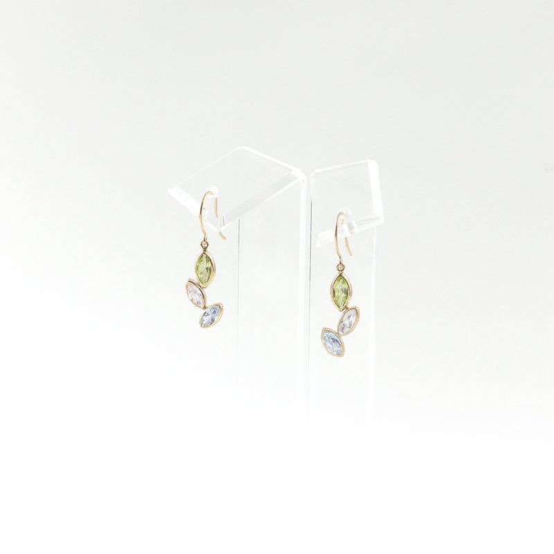 K10YG ペリドット＆ブルームーンストーン＆スカイブルートパーズ フックピアス_09