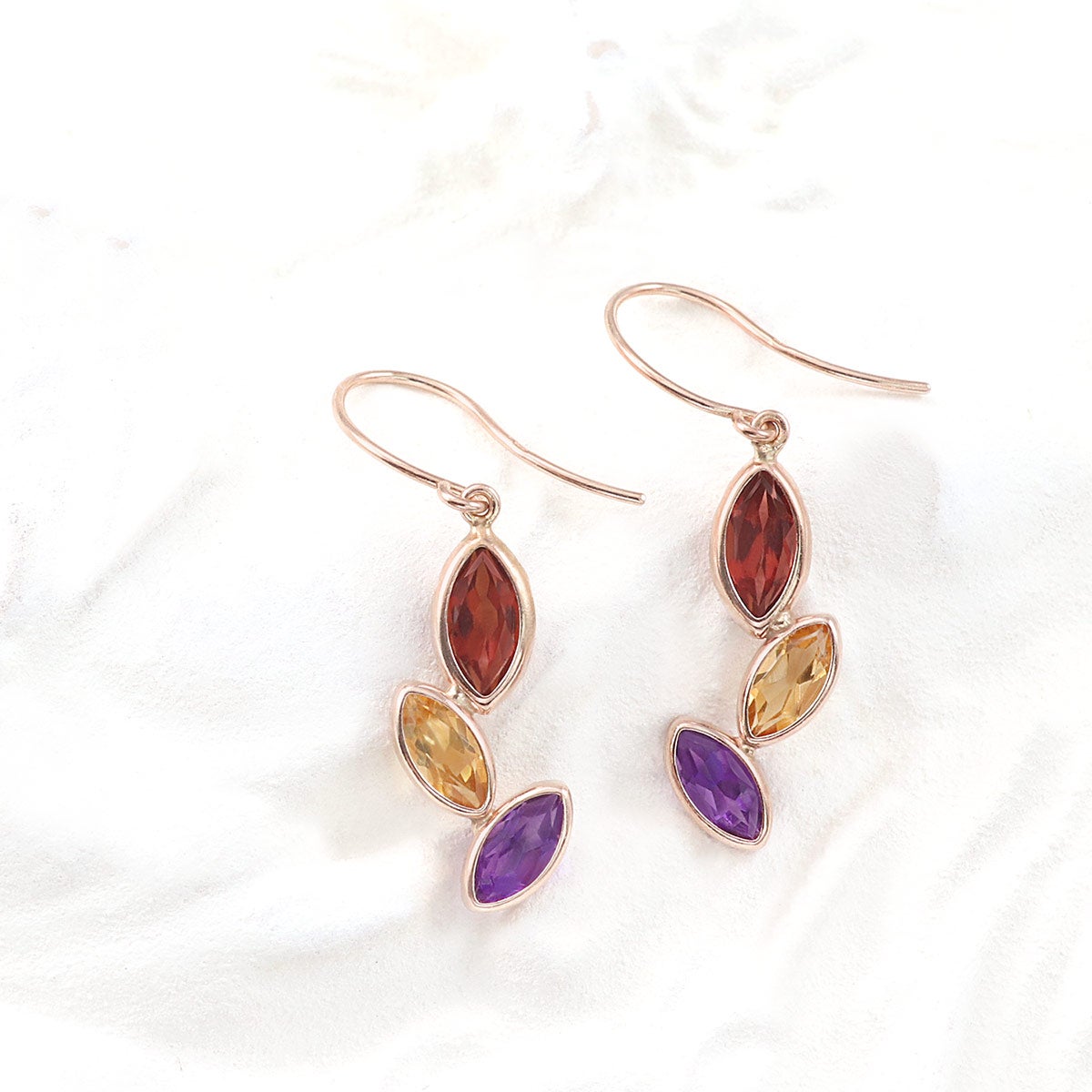 K10PG ガーネット＆シトリン＆アメジスト フックピアス_02