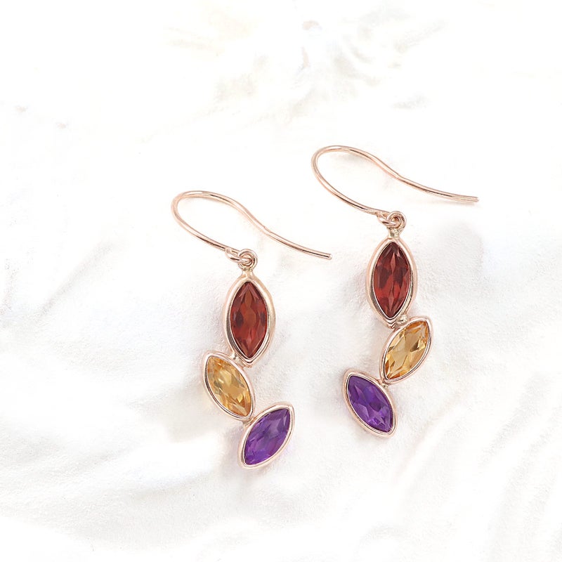 K10PG ガーネット＆シトリン＆アメジスト フックピアス_02