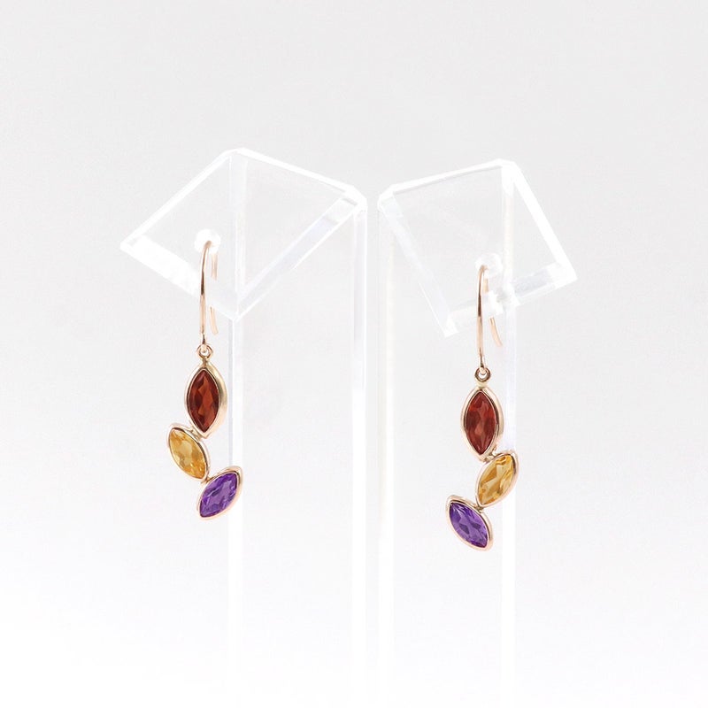 K10PG ガーネット＆シトリン＆アメジスト フックピアス_03