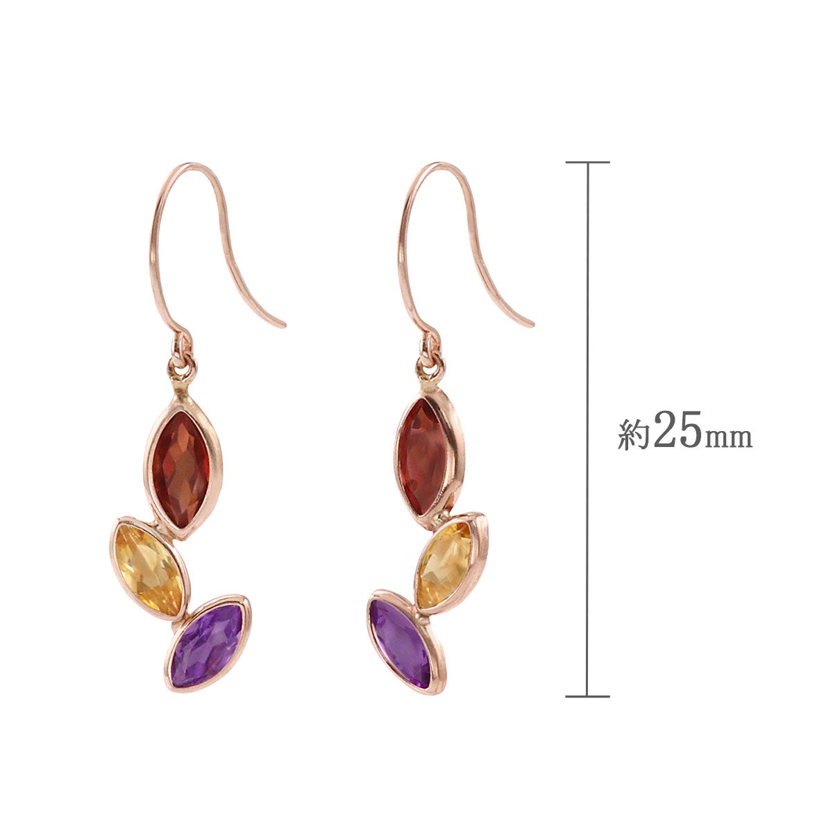 K10PG ガーネット＆シトリン＆アメジスト フックピアス_04