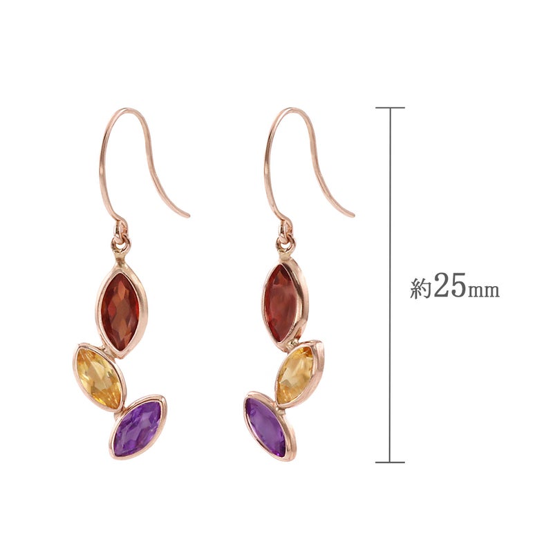 K10PG ガーネット＆シトリン＆アメジスト フックピアス_04