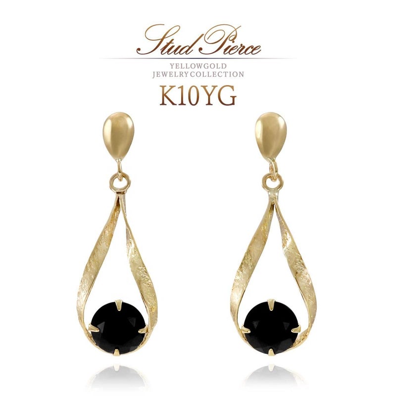 K10YG 雫モチーフ オニキスピアス_01