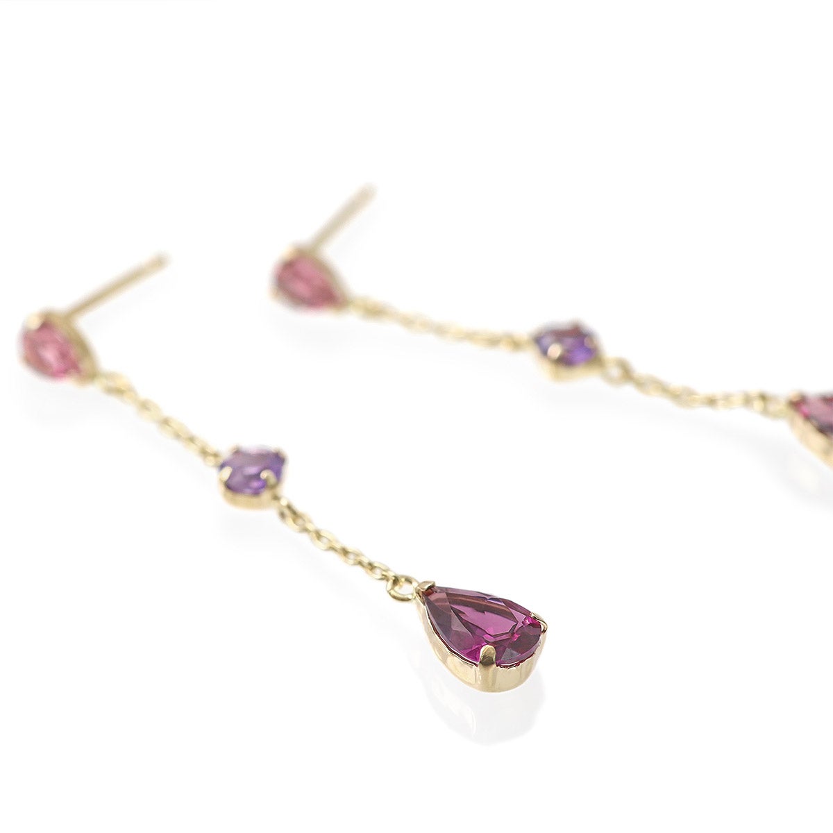 K10YG ピンクトルマリン＆アメジスト＆ロードライトガーネット ピアス_03