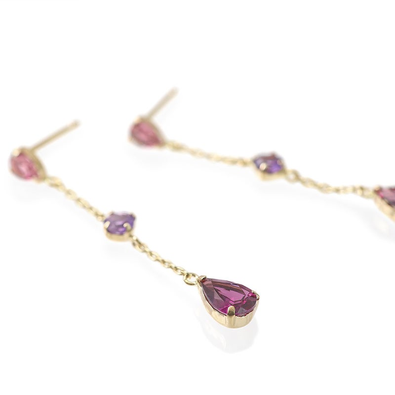 K10YG ピンクトルマリン＆アメジスト＆ロードライトガーネット ピアス_03