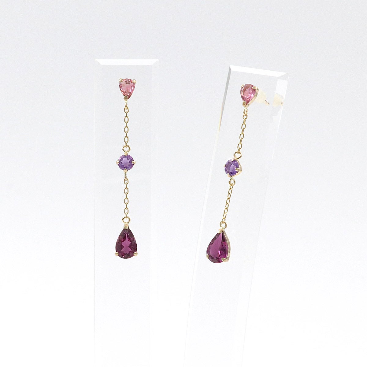 K10YG ピンクトルマリン＆アメジスト＆ロードライトガーネット ピアス_09