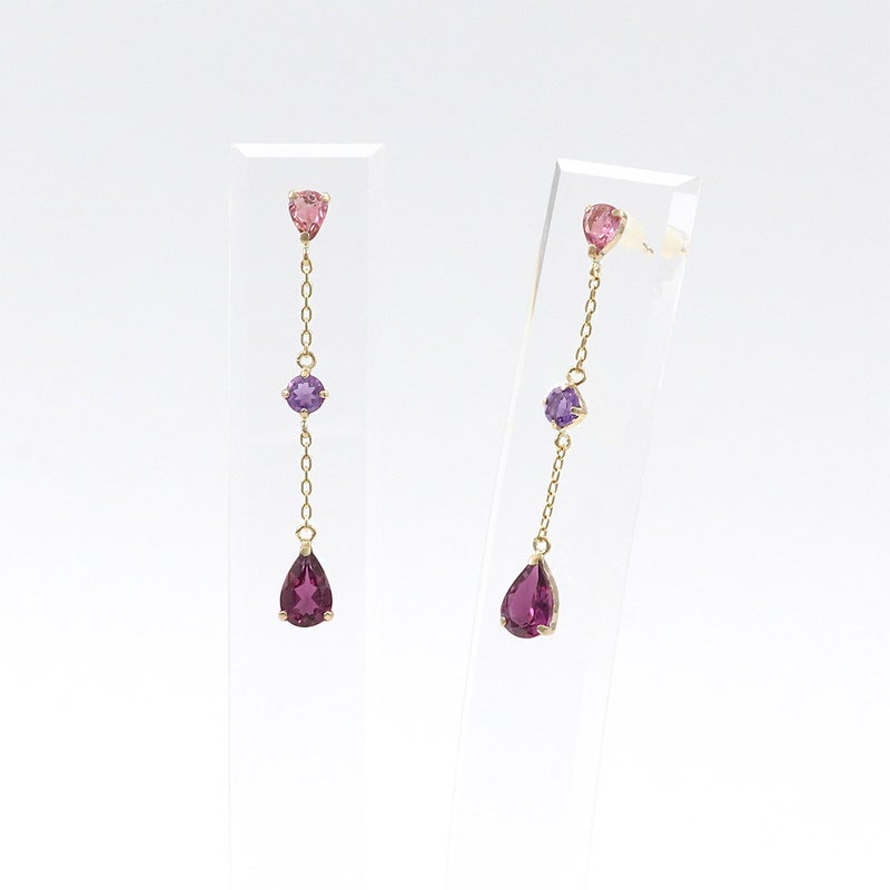 K10YG ピンクトルマリン＆アメジスト＆ロードライトガーネット ピアス_09