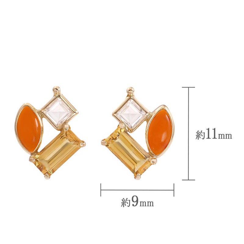 K10YG シトリン&カーネリアン＆ホワイトトパーズ ピアス_04