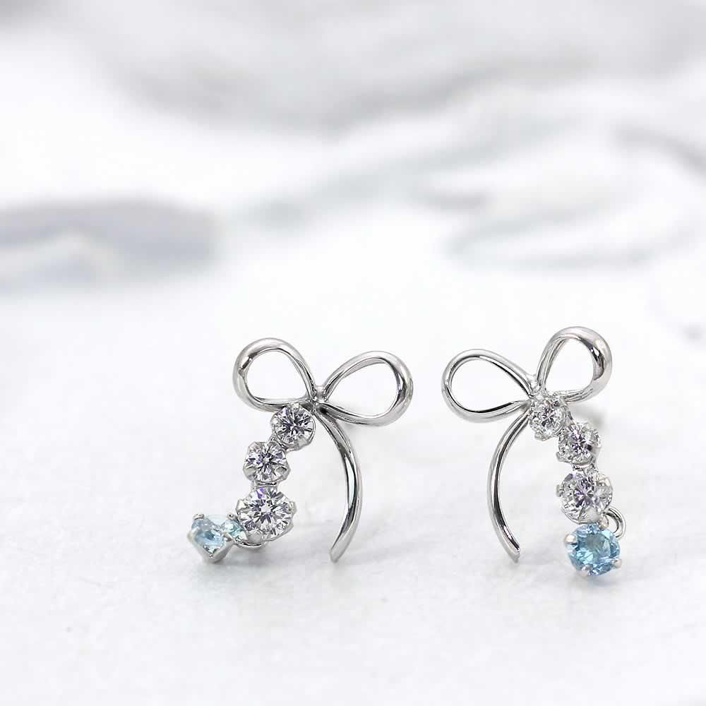 K10WG ブルートパーズ リボンピアス 11月の誕生石_02