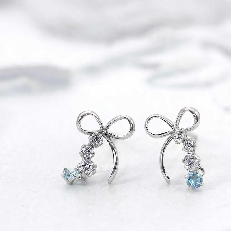 K10WG ブルートパーズ リボンピアス 11月の誕生石_02