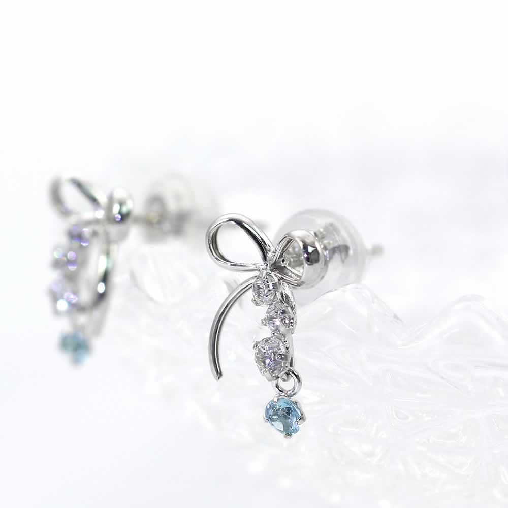 K10WG ブルートパーズ リボンピアス 11月の誕生石_03