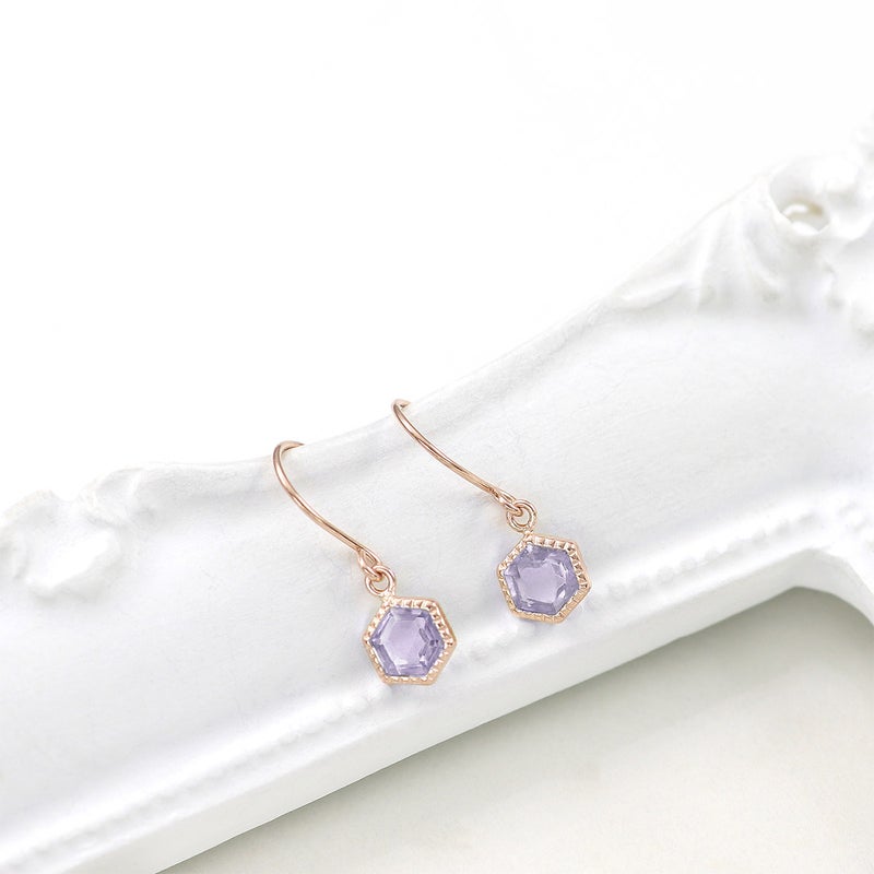 K10PG ライトアメジスト 六角形フックピアス_03