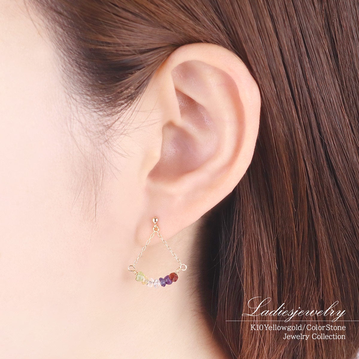 K10YG マルチストーン ピアス_10