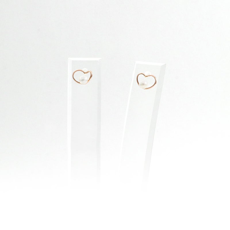 K10PG 淡水真珠 ハートモチーフ ピアス_10