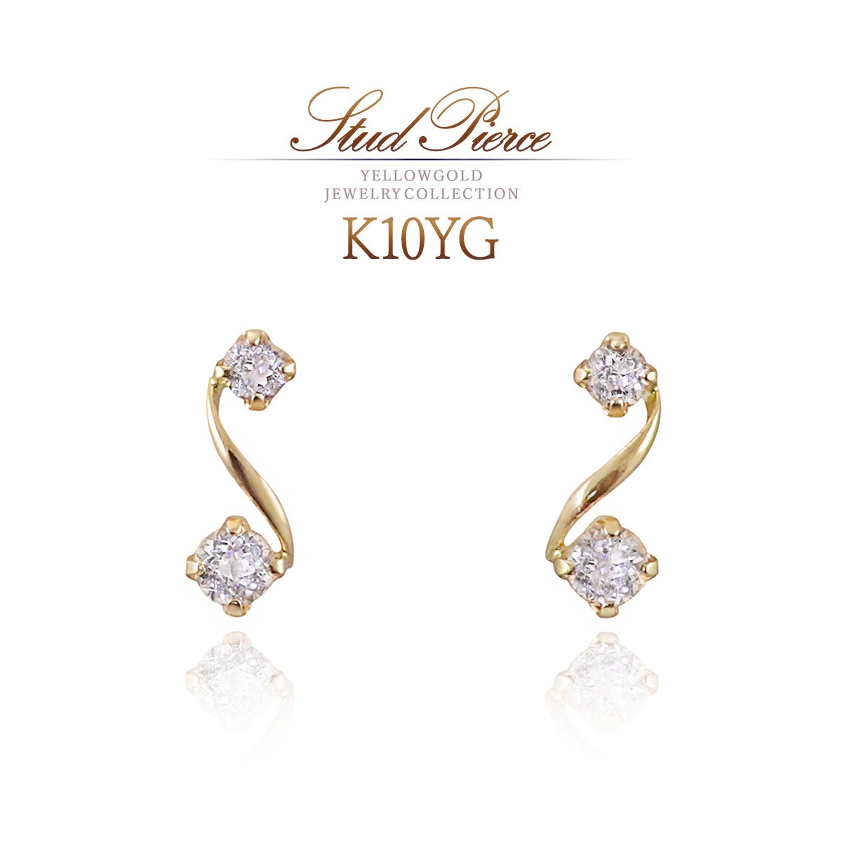 K10YG ホワイトトパーズ ピアス 11月 誕生石_01