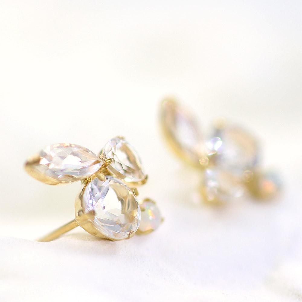 K10YG ホワイトトパーズ＆ロイヤルブルームーンストーン＆オパール ピアス_05