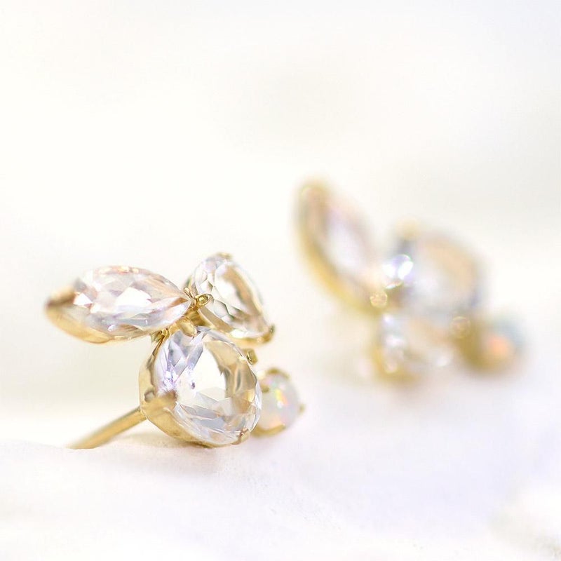 K10YG ホワイトトパーズ＆ロイヤルブルームーンストーン＆オパール ピアス_05