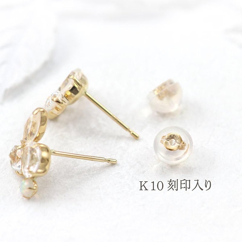 K10YG ホワイトトパーズ＆ロイヤルブルームーンストーン＆オパール ピアス_09