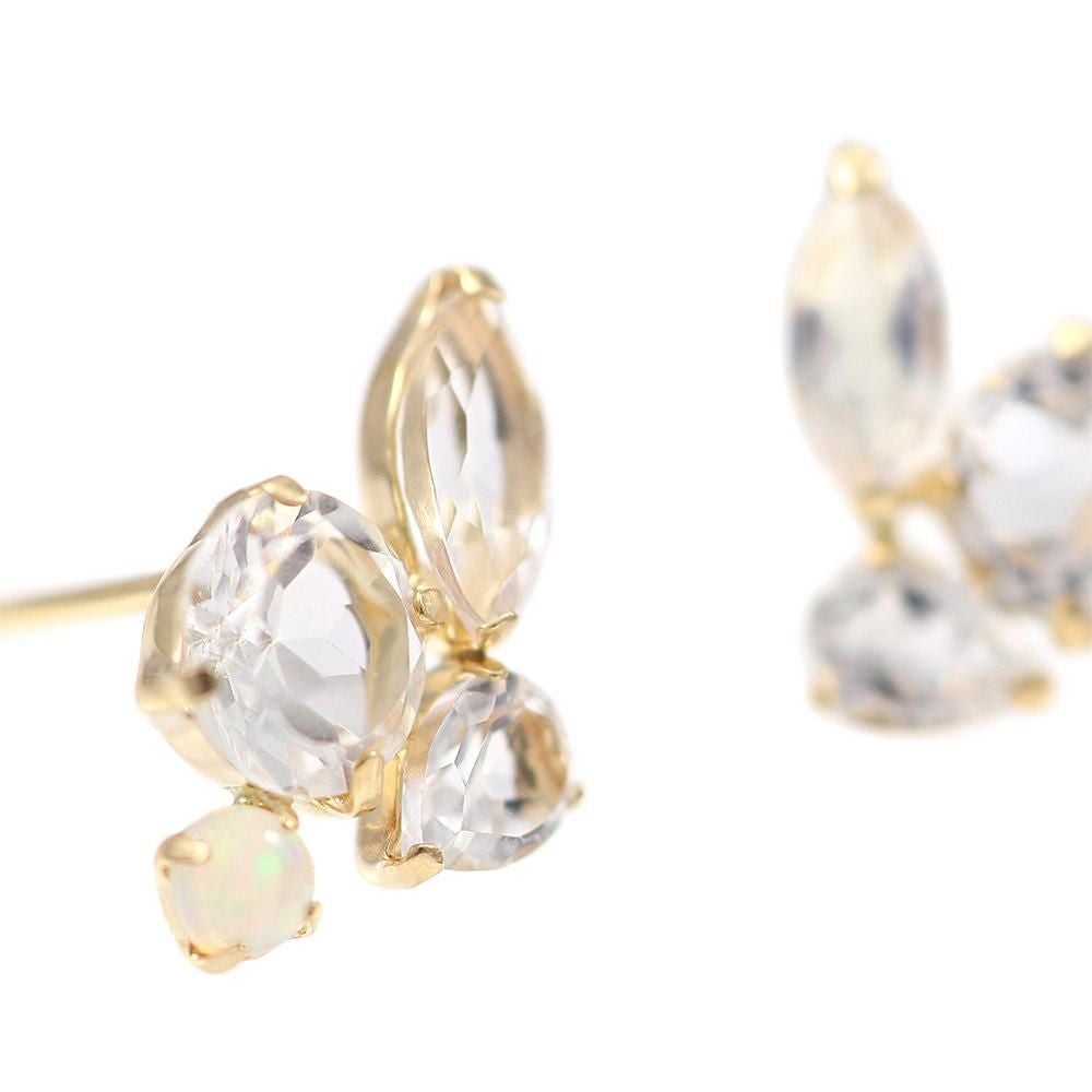 K10YG ホワイトトパーズ＆ロイヤルブルームーンストーン＆オパール ピアス_11