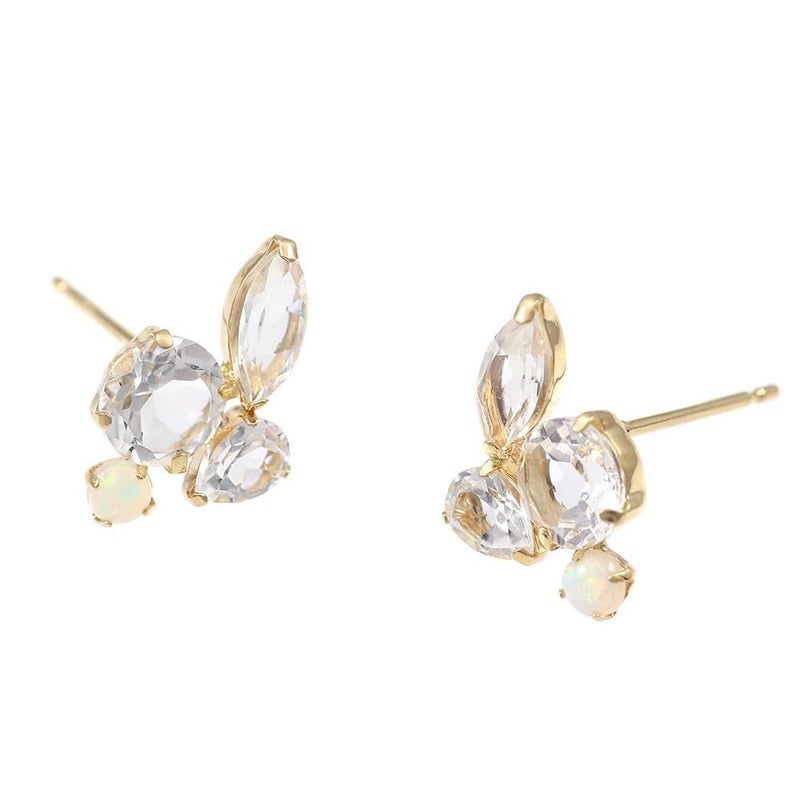 K10YG ホワイトトパーズ＆ロイヤルブルームーンストーン＆オパール ピアス_13