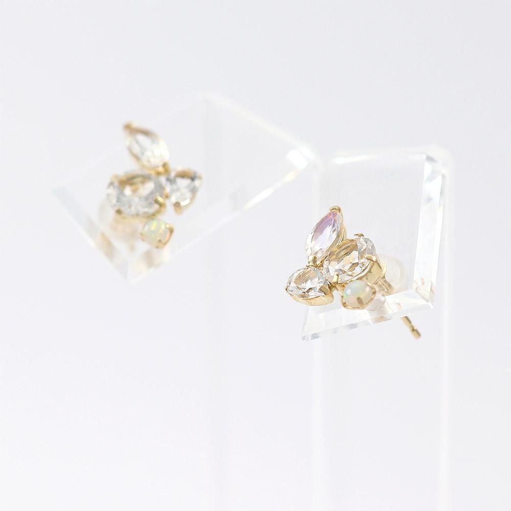 K10YG ホワイトトパーズ＆ロイヤルブルームーンストーン＆オパール ピアス_14