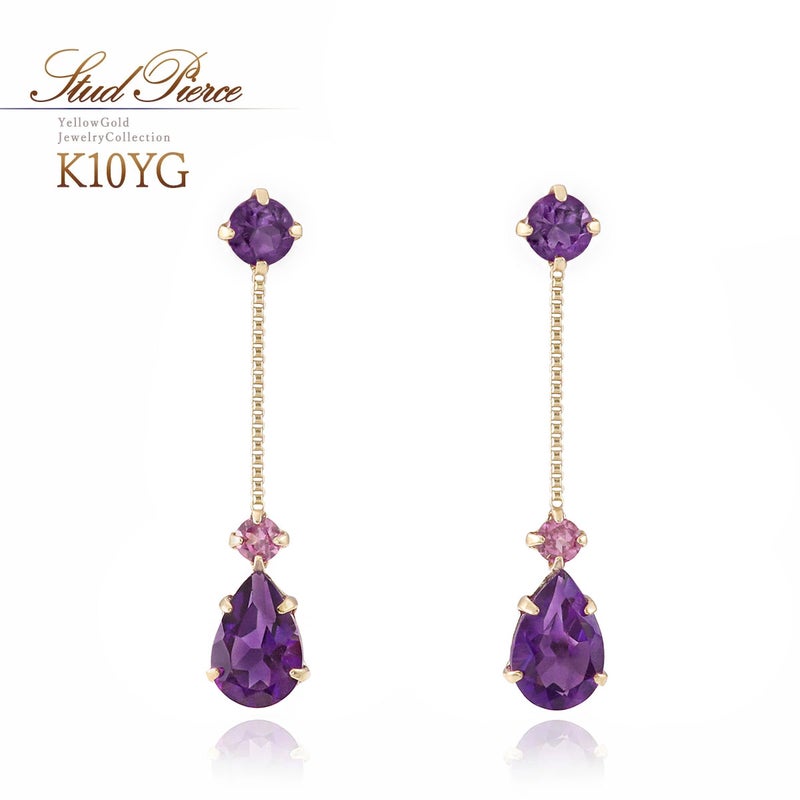 K10YG アメジスト＆ロードライトガーネット ピアス_01