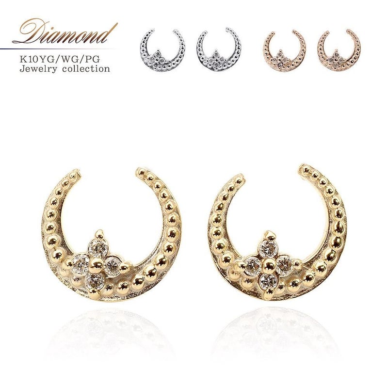K10 ダイヤモンド 三日月ピアス_01